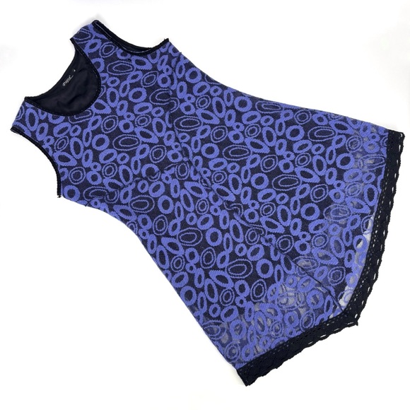 Papa Vancouver Dresses & Skirts - Papa Vancouver Purple and Black O Patterned Net Lace Lined Sleeveless Dress, XL